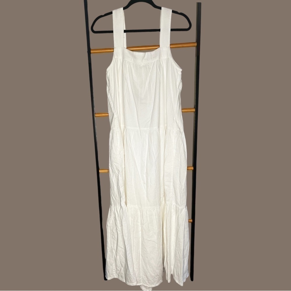 ▶️ Faherty ◀️ Marina Seeksucker Tiered Maxi Dress Organic Cotton Size Medium - Picture 15 of 15